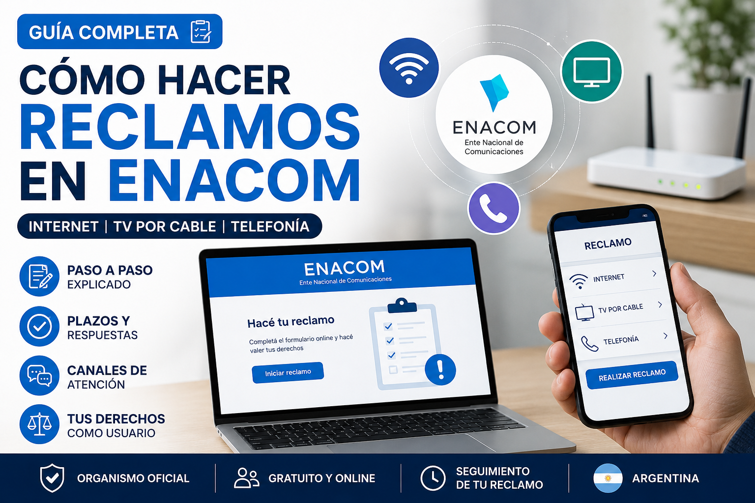 Cómo reclamar ante ENACOM por internet, TV cable y telefonía (guía 2026 paso a paso)
